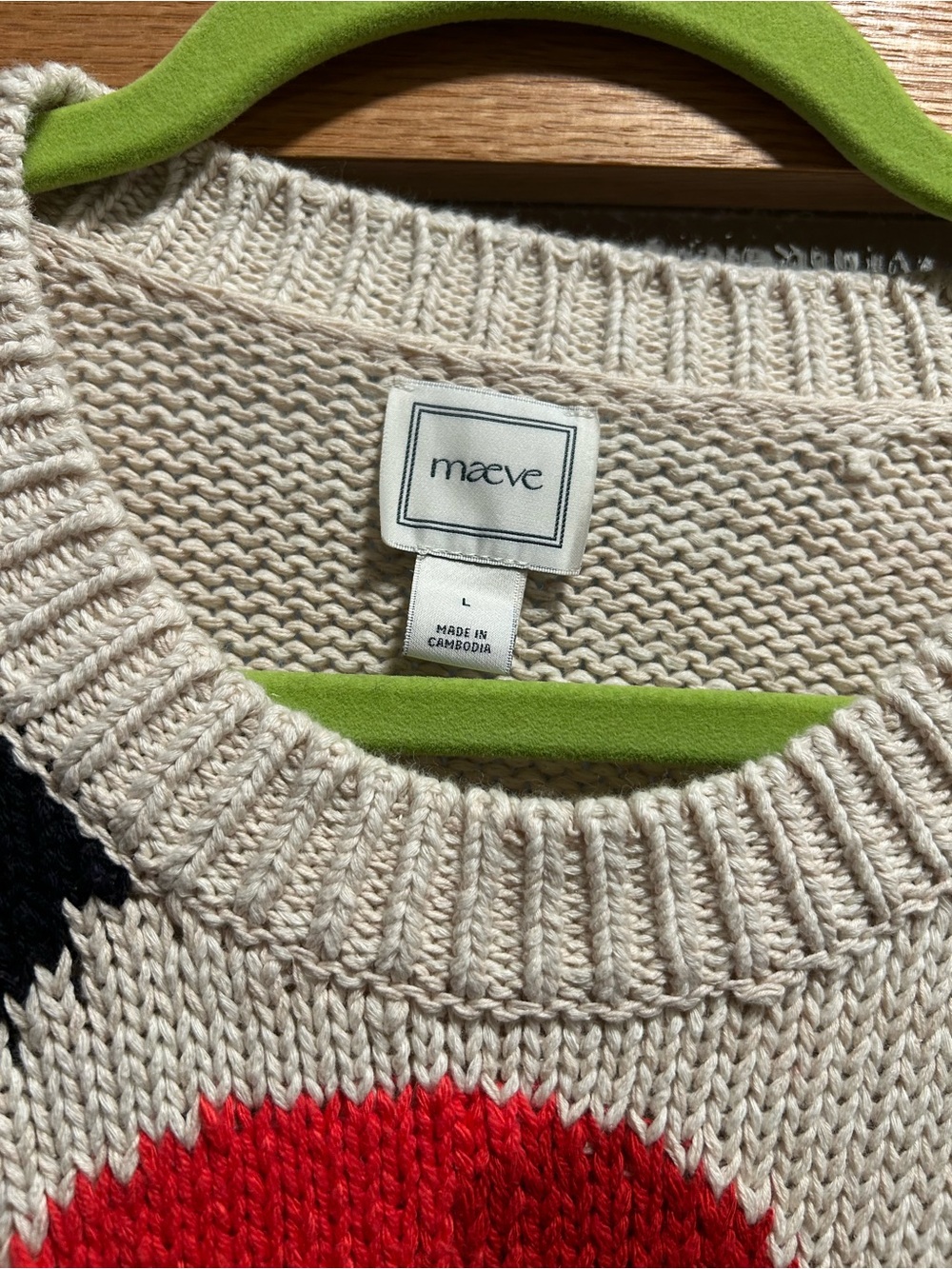 Women’s Short-Sleeve Knit Sweater with Red Apple Motif NWT Anthropologie Maeve - Picture 4 of 4